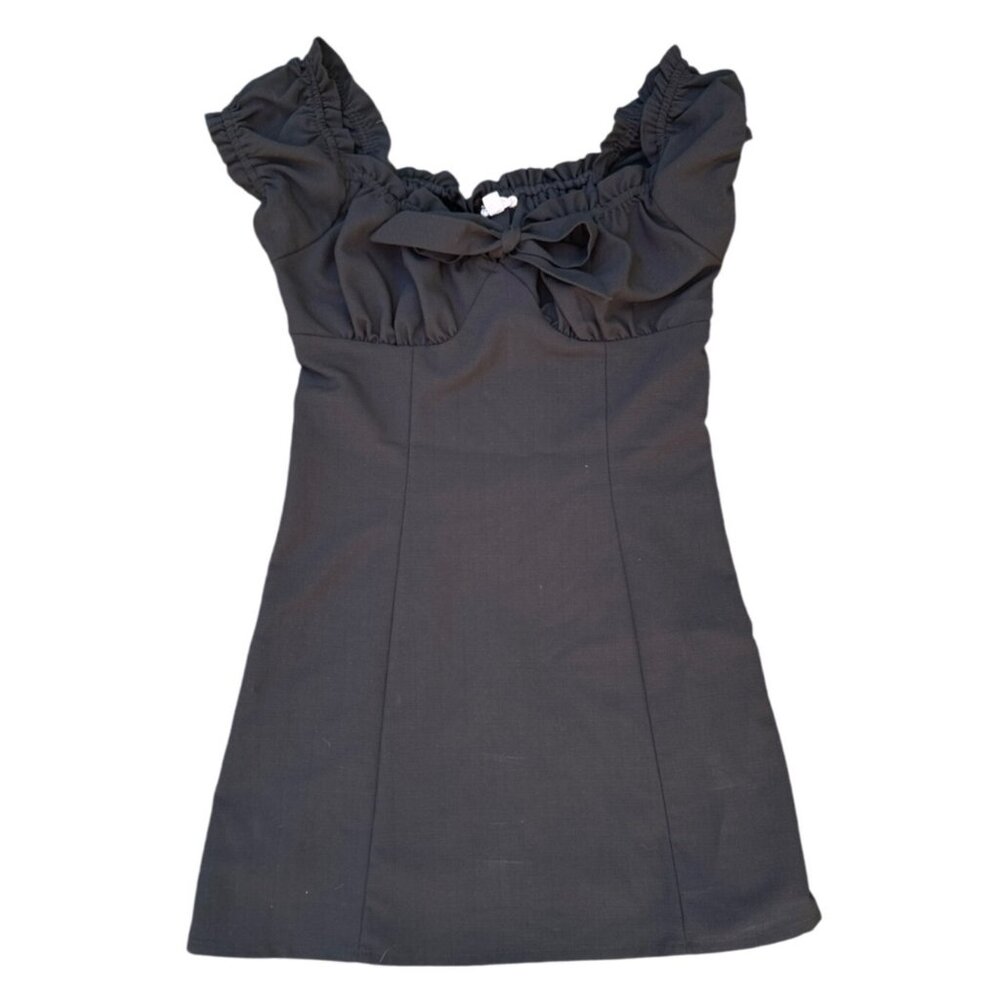 L.A. Hearts Womens Ruffled Cap Sleeve Mini Dress XS Black Polyester Blend